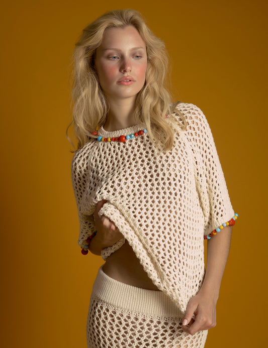 Bailey Open Knit Beaded Tee