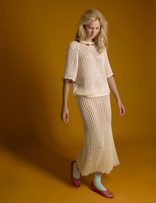Corey Open Knit Beaded Skirt